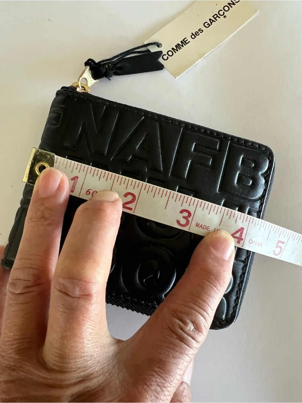 New Comme des Garcons Embossed Leather Zip Wallet